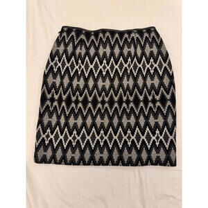 INC International Concepts Petite 8P Black Gray Patterned Women's Skirt